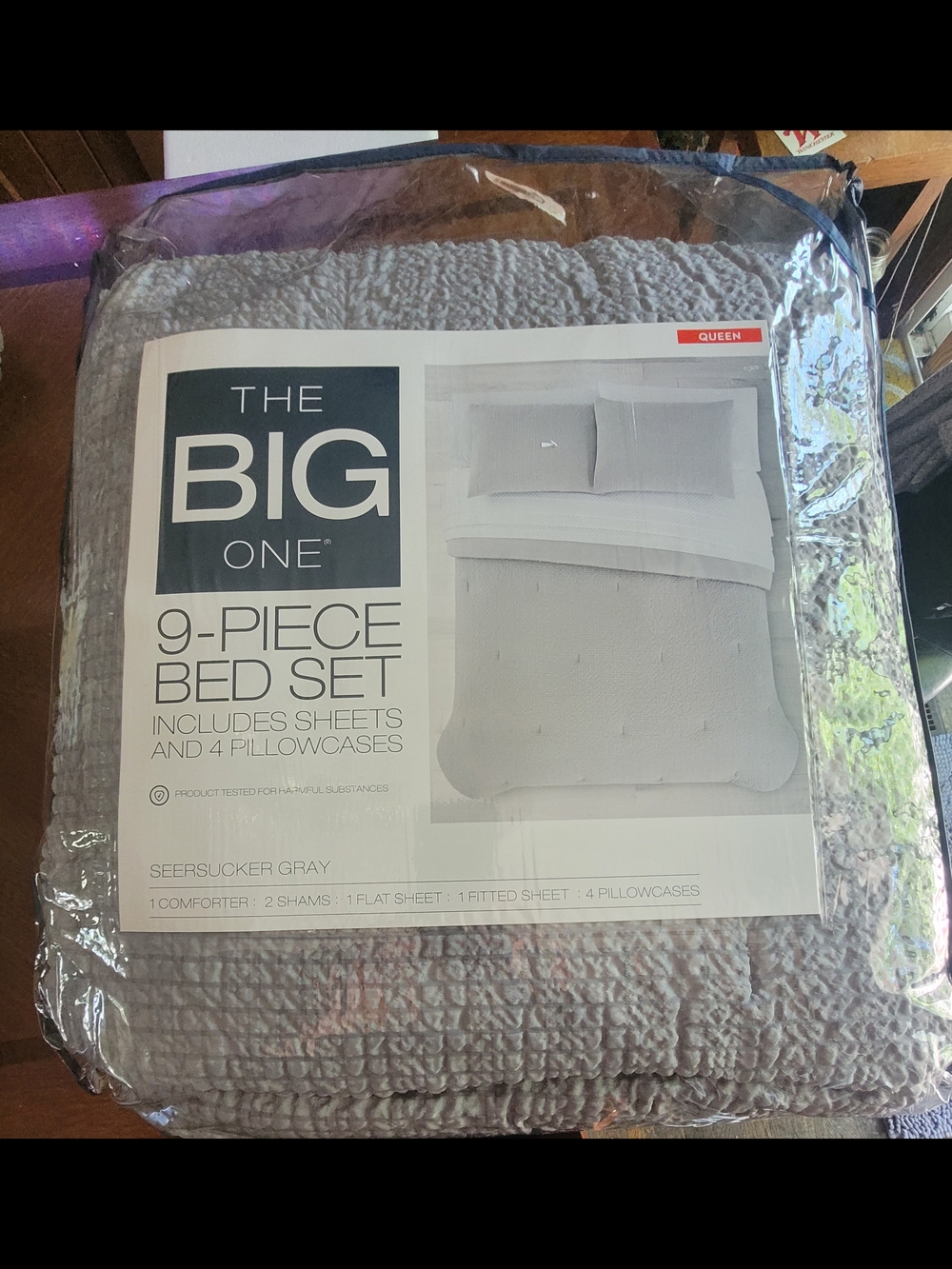 Brand New! Never Opened! The Big One Seersucker Gray 9-Piece Bed Comforter Set